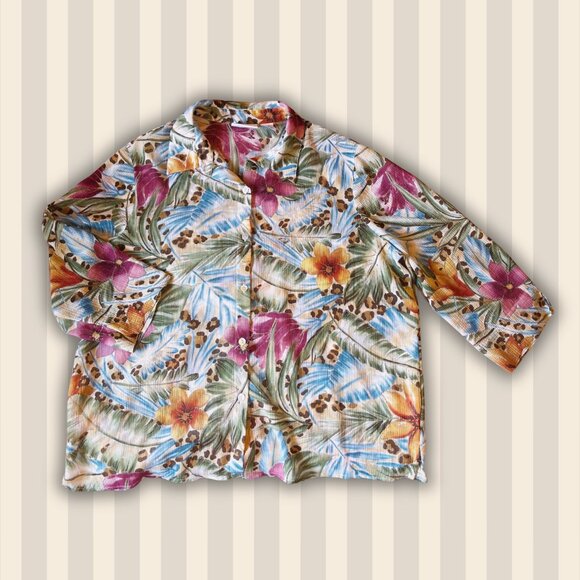 Secondhand Alfred Dunner tropical button-up shirt - Size: XL (flowy fit) - Picture 3 of 4